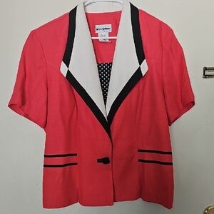 Perceptions Women's Coral Blazer with Black and White Details